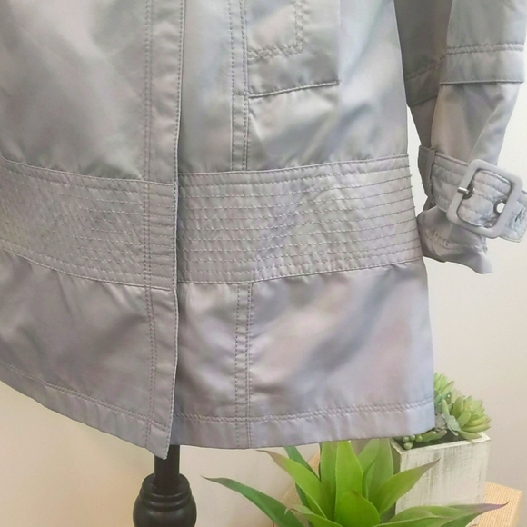 New York YOKI Collection Silver Gray Trench Coat - Size M - Picture 7 of 14